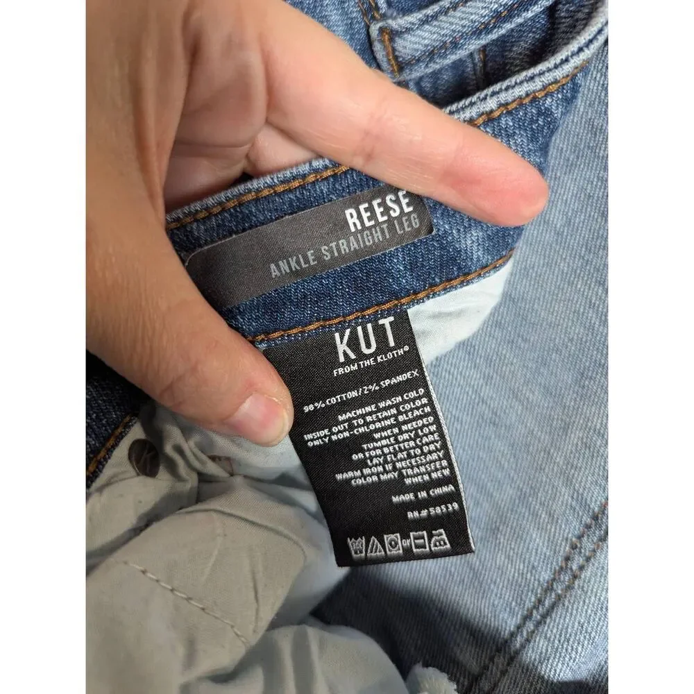 Kut from the Kloth Reese Ankle straight raw edge jeans womens 20W